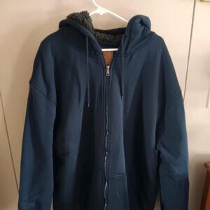 men's size XXL Mountain Ridge sherpa lined navy blue hood